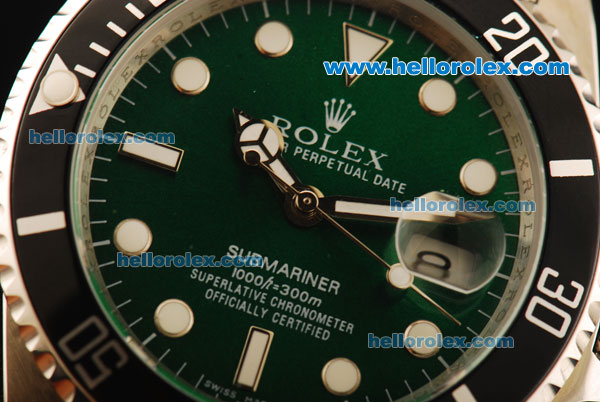 Rolex Submariner Automatic Movement Steel Case and Strap with Green Dial and Black Bezel - Click Image to Close